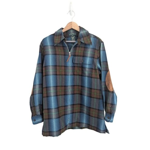 Vintage Wool Leather Lauren Ralph Lauren Plaid Grunge Shacket - Picture 1 of 15